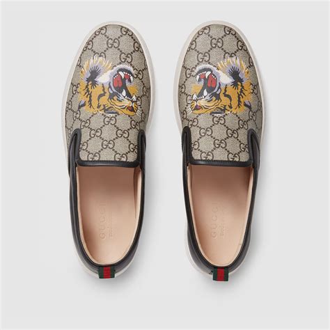 gucci men's gg supreme tiger slip on sneakers replica|gucci tiger sandals.